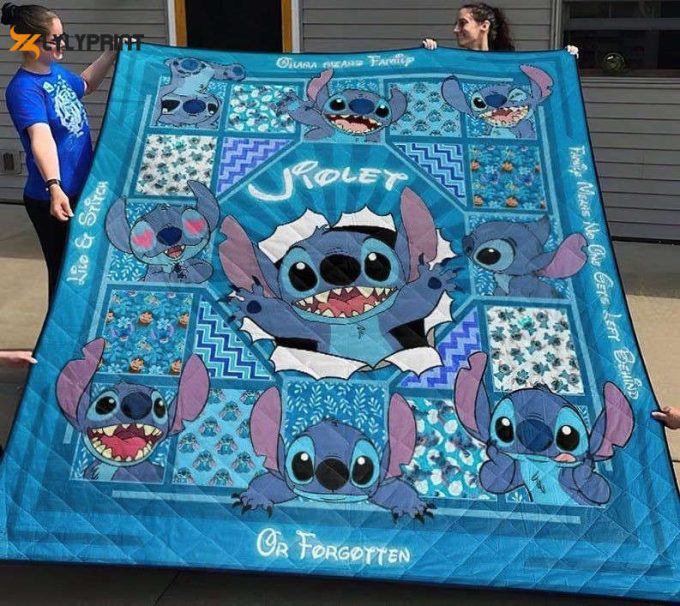 Stitch And Lilo Ohana Means Family Violet Or Forgotten Fan Gift Idea Quilt Blanket For Fans Home Decor Gift 49 1