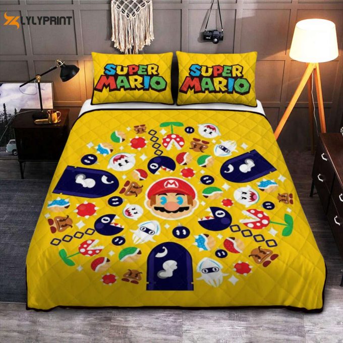 Super Mario Nintendo 8 Fan Gift, Super Mario Nintendo Duvet Quilt Bedding Set 1