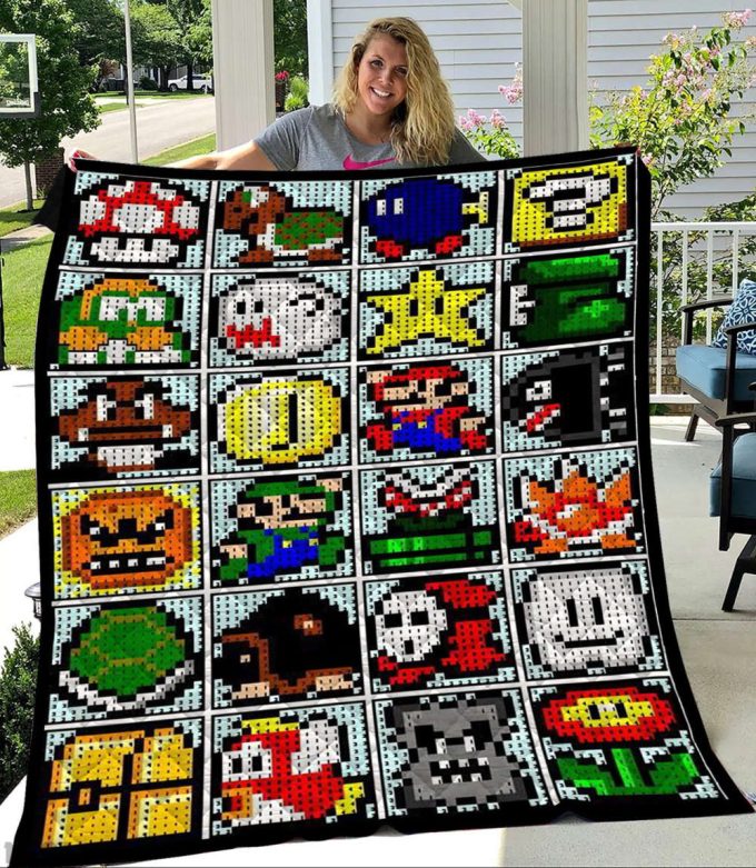 Super Mario Quilt Blanket For Fans Home Decor Gift 2