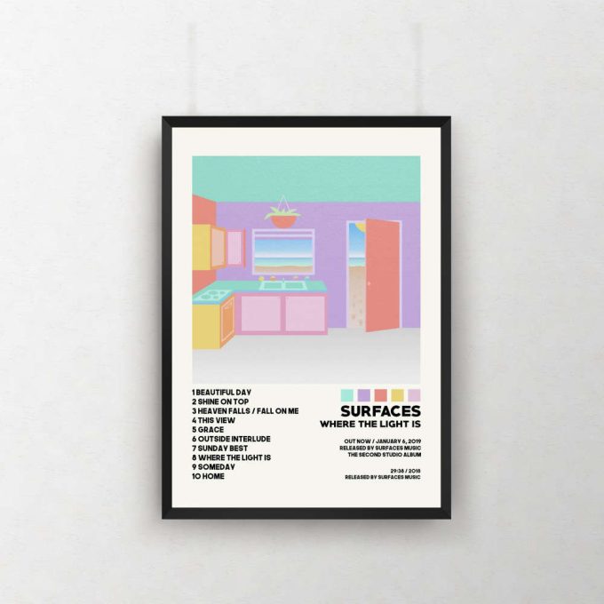 Surfaces Posters / Where The Light Is Poster / Album Cover Poster / Poster Print Wall Art, Custom Poster, Home Decor, Hippo Campus, Surfaces 2