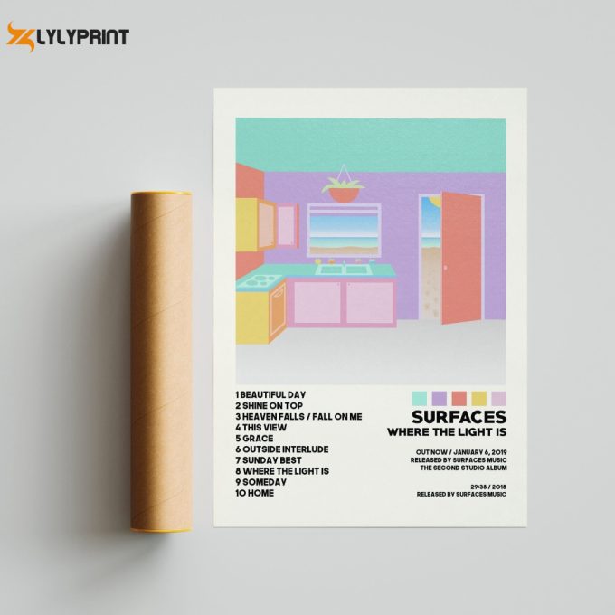Surfaces Posters / Where The Light Is Poster / Album Cover Poster / Poster Print Wall Art, Custom Poster, Home Decor, Hippo Campus, Surfaces 1