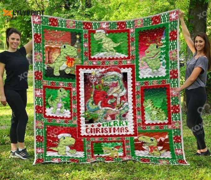 T Rex Xmas Awesome 3D Customized Quilt 1
