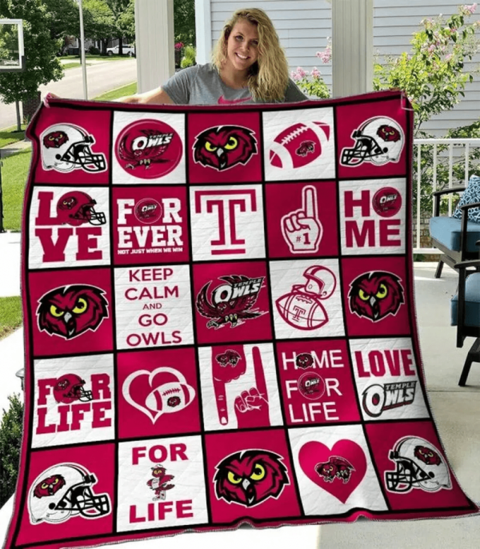 Temple Owls Quilt Blanket For Fans Home Decor Gift 2