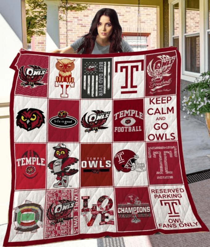 Temple Owls Quilt Blanket For Fans Home Decor Gift 2