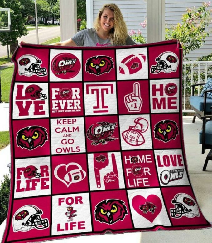 Temple Owls Quilt Blanket For Fans Home Decor Gift 3