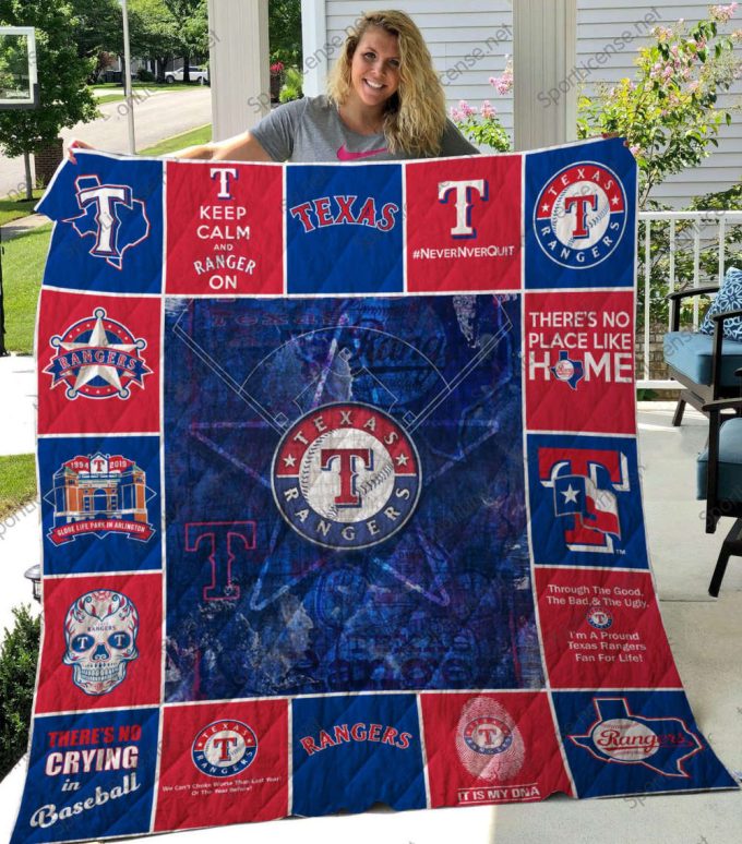 Texas Rangers Quilt Blanket For Fans Home Decor Gift 3