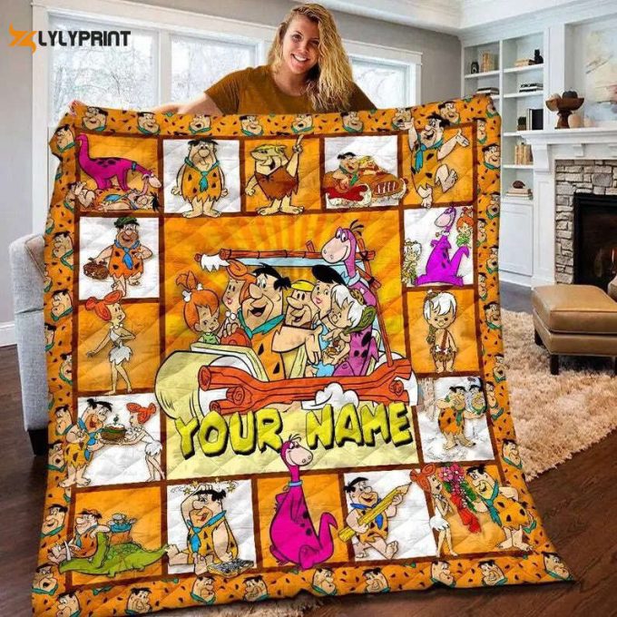 The Flintstones Custom Name Quilt Blanket For Fans Home Decor Gift 1