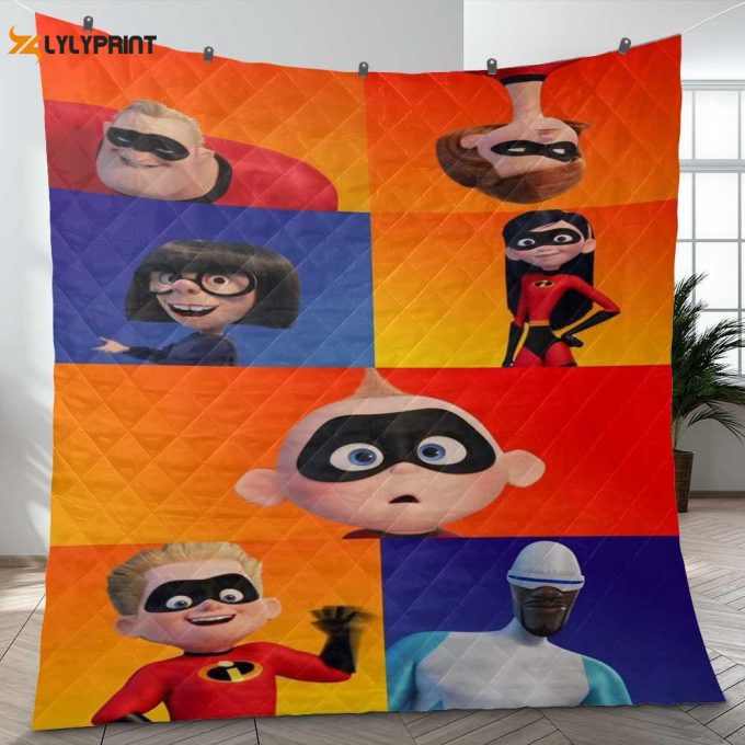 The Incredibles Superhero Film Disney Gift Lover Quilt Blanket For Fans Home Decor Gift 1