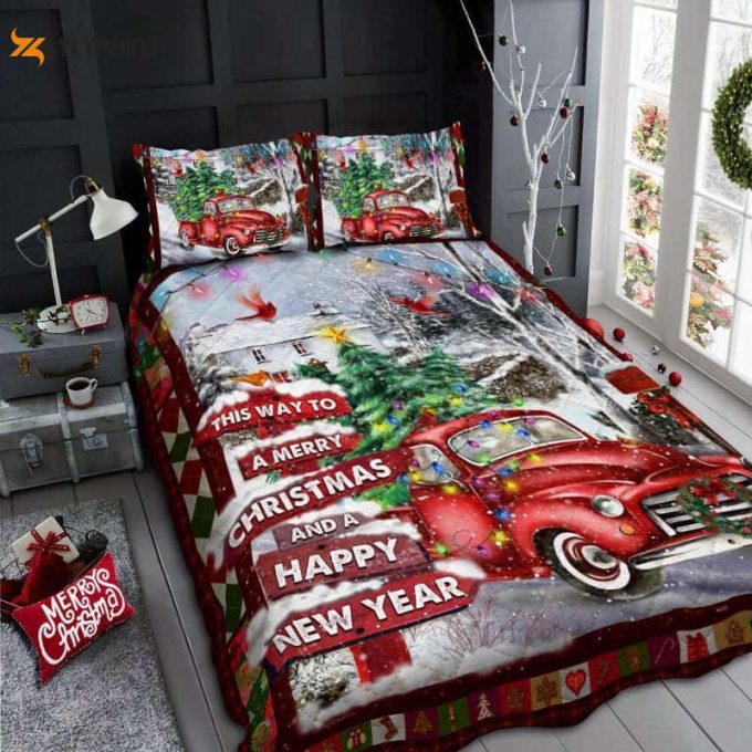 This Way To A Merry Christmas And A Happy New Year Quilt Bedding Set 1