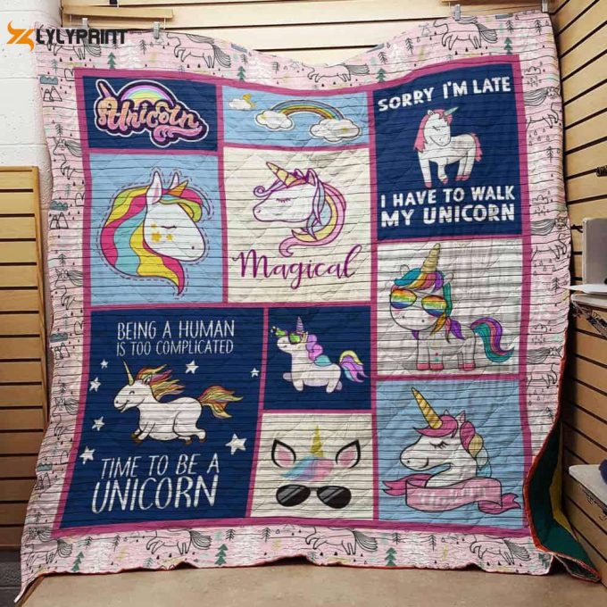 Time To Beunicorn 3D Customized Quilt Blanket For Fans Home Decor Gift 1