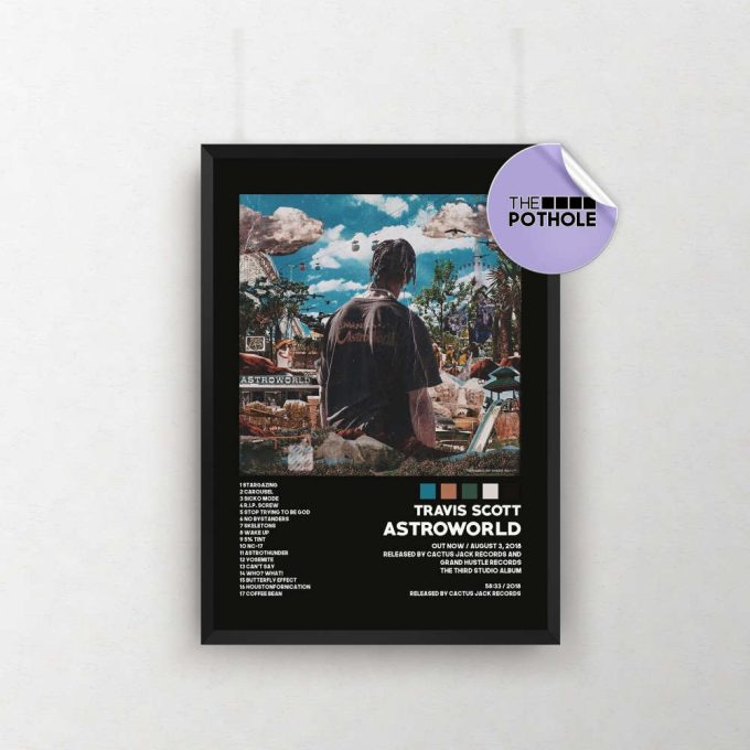 Travis Scott Poster | Astroworld | Tracklist Album Cover Poster | Poster Print Wall Art Custom Poster| Home Decor | Hypebeast Jackboys, Blck 2