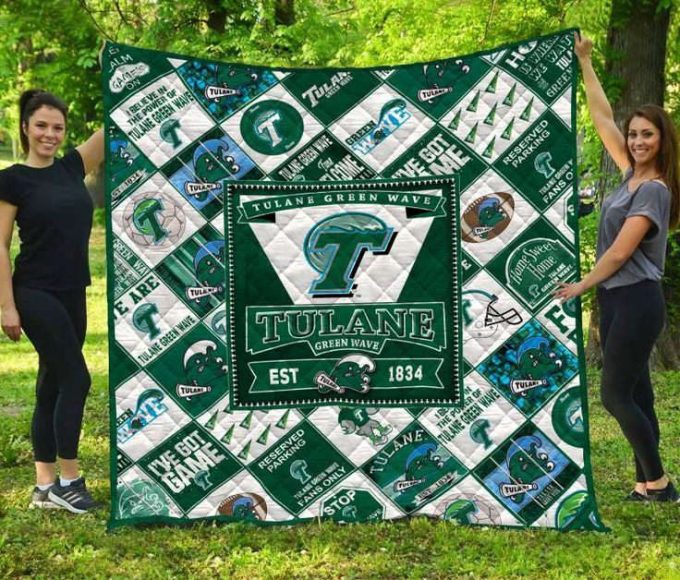 Tulane Green Wave 2 Quilt Blanket For Fans Home Decor Gift 2