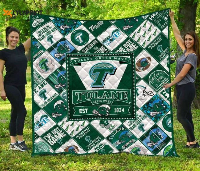 Tulane Green Wave 2 Quilt Blanket For Fans Home Decor Gift 1