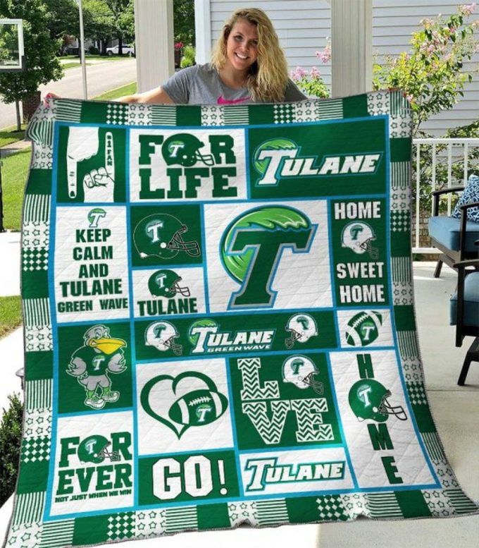 Tulane Green Wave 4 Quilt Blanket For Fans Home Decor Gift 3