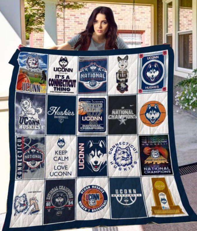 Uconn Huskies Quilt Blanket For Fans Home Decor Gift 2