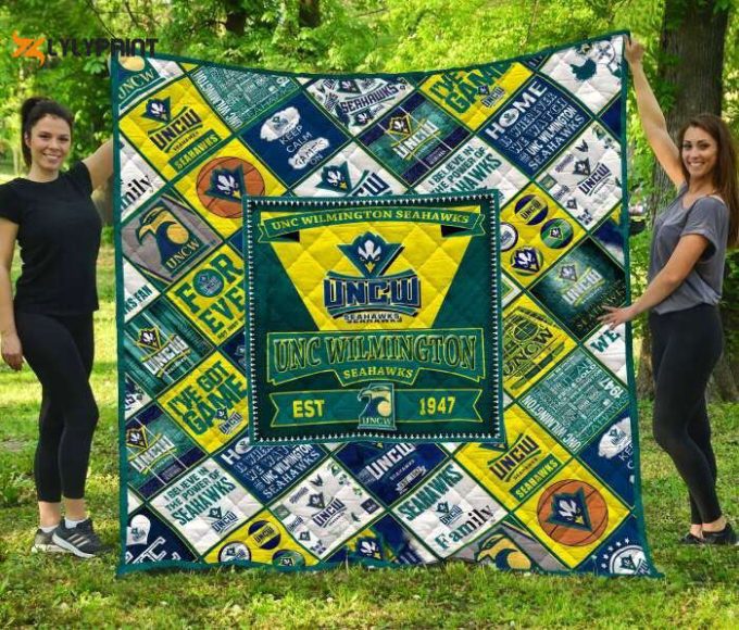 Unc Wilmington Seahawks Quilt Blanket For Fans Home Decor Gift 1
