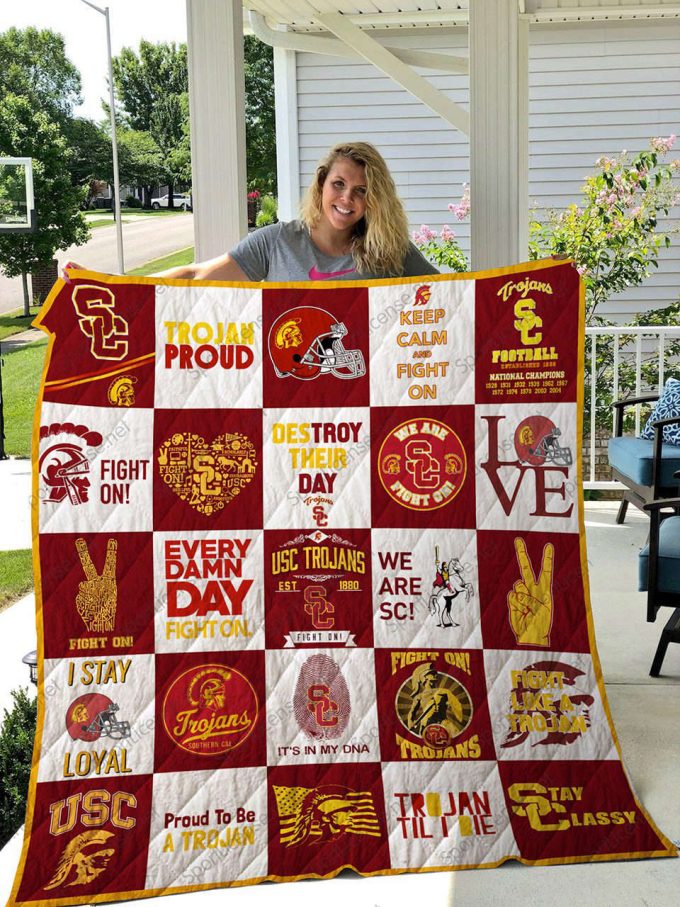 Usc Trojans Quilt Blanket For Fans Home Decor Gift 2