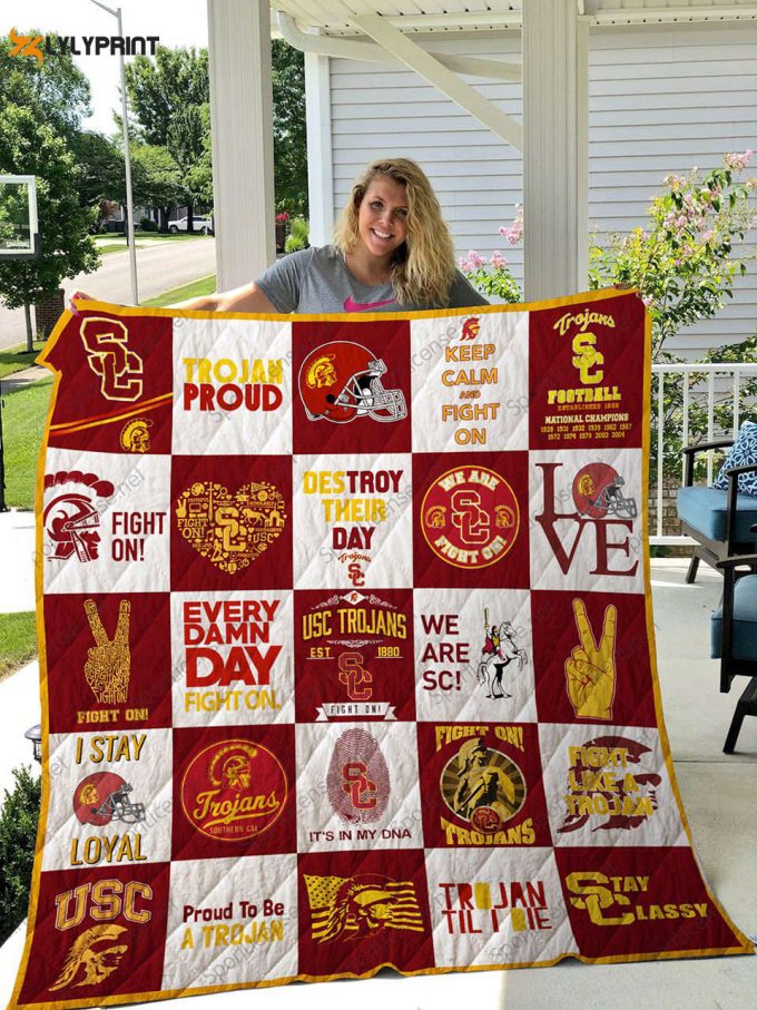 Usc Trojans Quilt Blanket For Fans Home Decor Gift 1