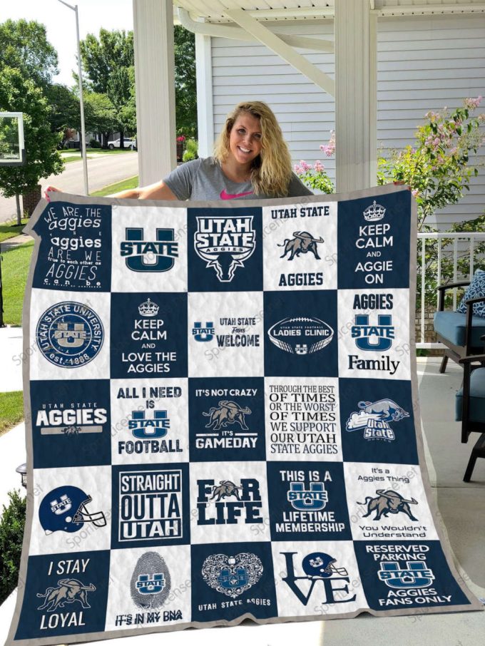 Utah State Aggies Quilt Blanket For Fans Home Decor Gift 2