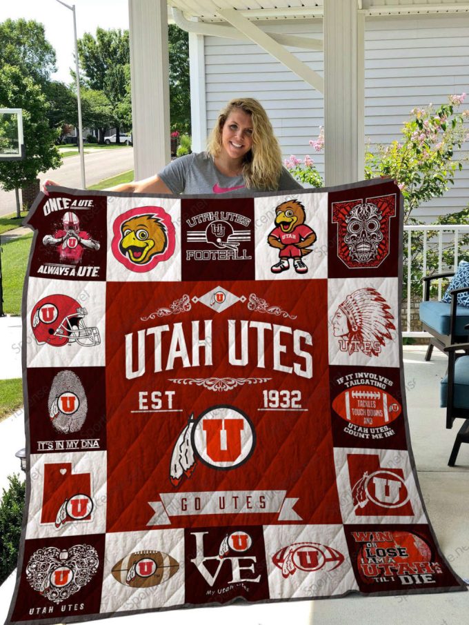 Utah Utes 3 Quilt Blanket For Fans Home Decor Gift 2