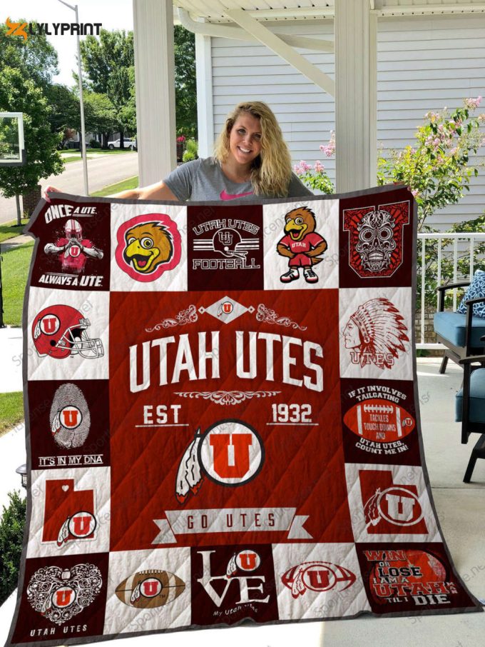 Utah Utes 3 Quilt Blanket For Fans Home Decor Gift 1