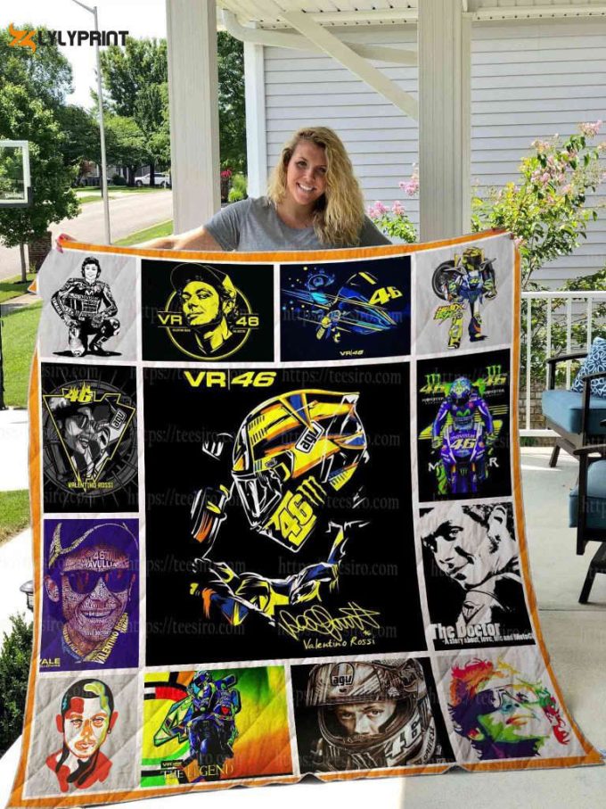 Valentino Rossi Quilt Blanket For Fans Home Decor Gift 1