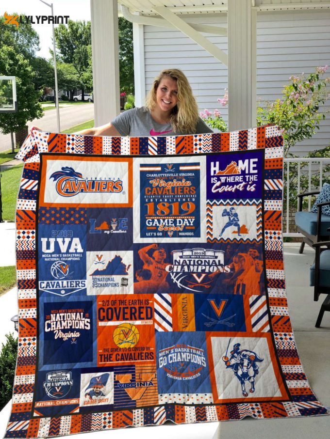 Virginia Cavalier Quilt Blanket For Fans Home Decor Gift 3B 1