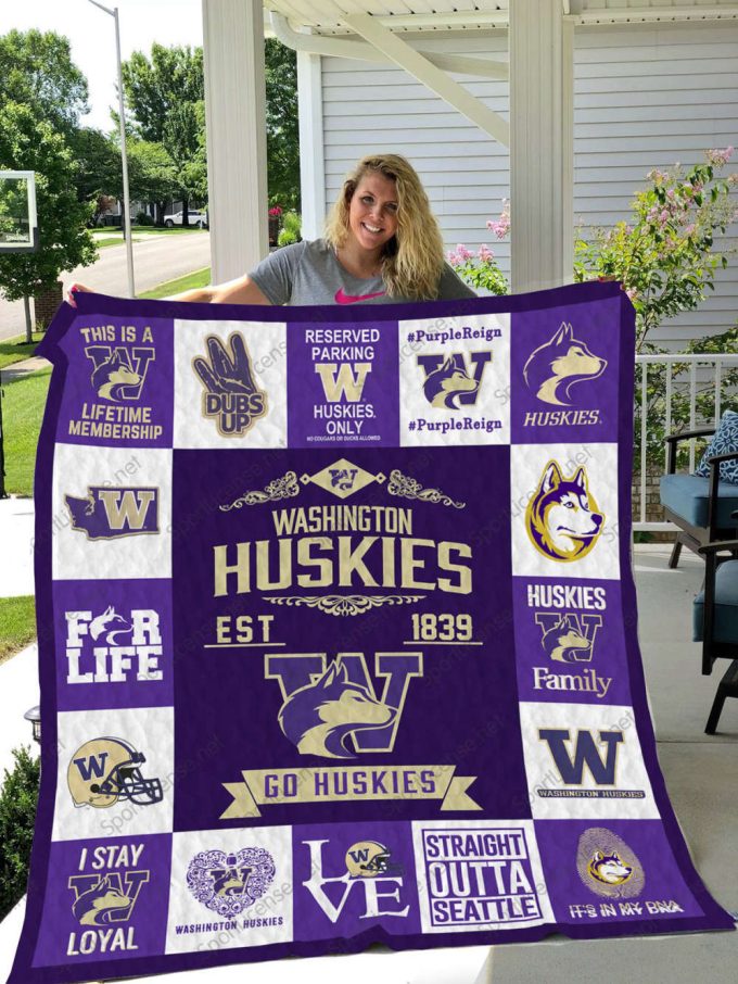 Washington Huskies 2 Quilt Blanket For Fans Home Decor Gift 3