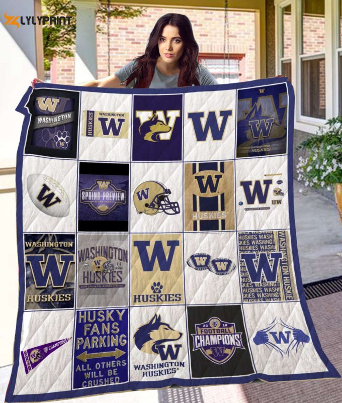 Washington Huskies Quilt Blanket For Fans Home Decor Gift 1