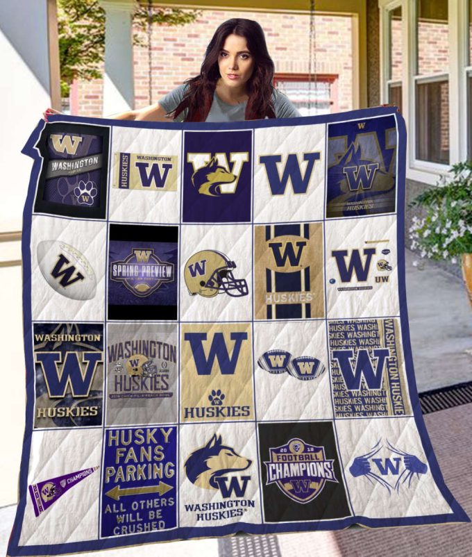 Washington Huskies Quilt Blanket For Fans Home Decor Gift 2