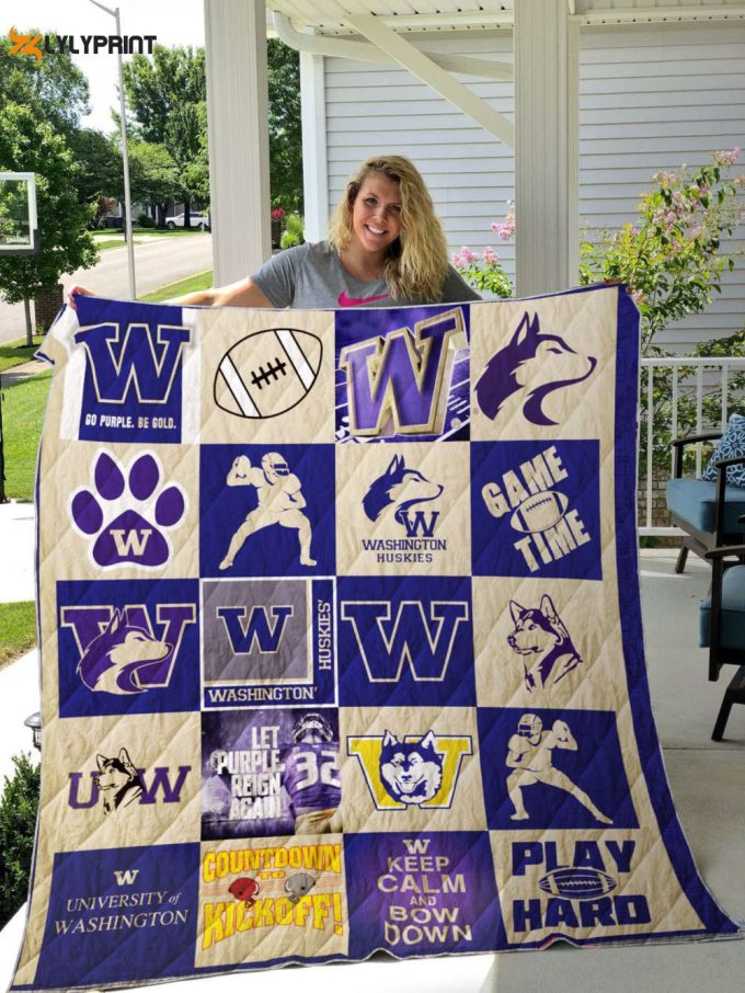 Washington Huskies Quilt Blanket For Fans Home Decor Gift 1