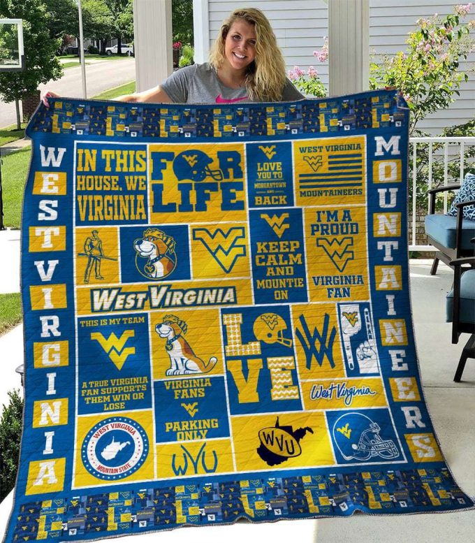 West Virginia Mountaineers 2 Quilt Blanket For Fans Home Decor Gift 2