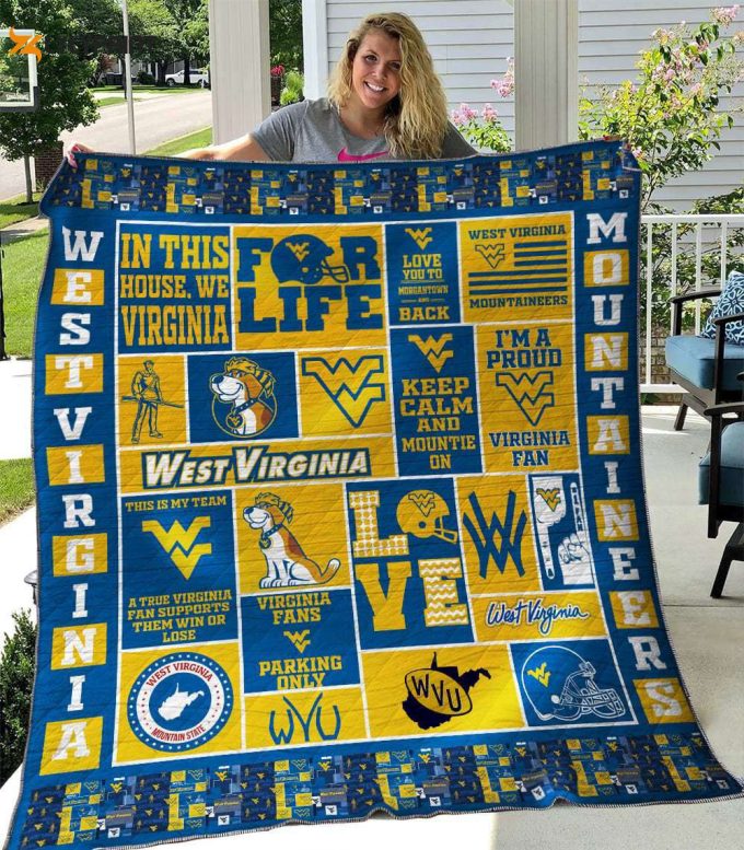 West Virginia Mountaineers 2 Quilt Blanket For Fans Home Decor Gift 1