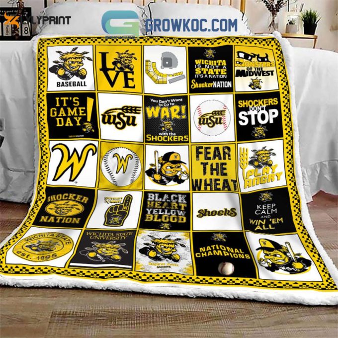 Wichita State 1 Quilt Blanket For Fans Home Decor Gift 1