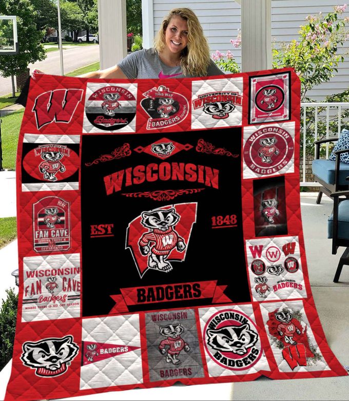 Wisconsin Badgers Quilt Blanket For Fans Home Decor Gift 2