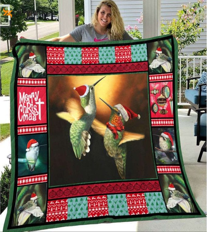 Xmas Hummingbird 3D Quilt Blanket For Fans Home Decor Gift 1