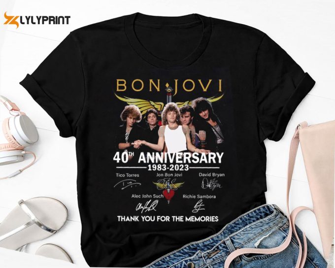 40Th Anniversary Bon Jovi Band T-Shirt, Bon Jovi Shirt Fan Gifts, Bon Jovi 90S Vintage Shirt, Bon Jovi Signature Shirt, Bon Jovi Band Shirt 1