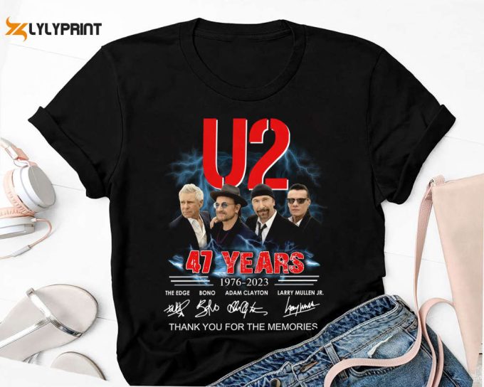 47 Years U2 Tour Band Signatures Shirt, U2 Band Concert Merch Shirt, Achtung Baby 2024 Tour Shirt, U2 Band Fan Gift Shirt, Joshua Tree Tee 1