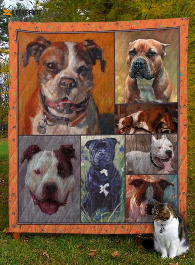 American Staffordshire Terrier Dog 3D Customized Quilt 1