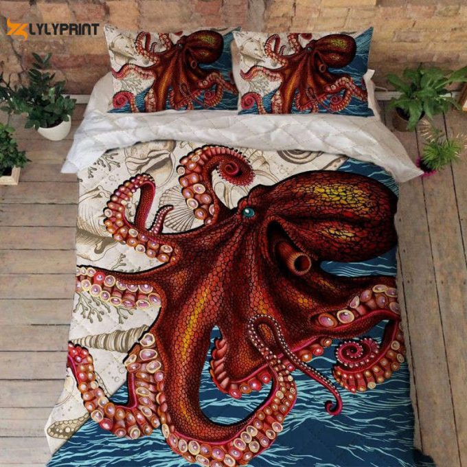 Beach Bedding Ocean Octopus Quilt Bedding Set