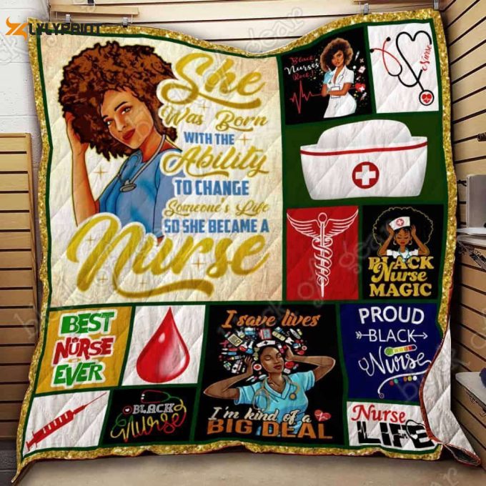 Black Nurse Magic 3D Customized Quilt 1