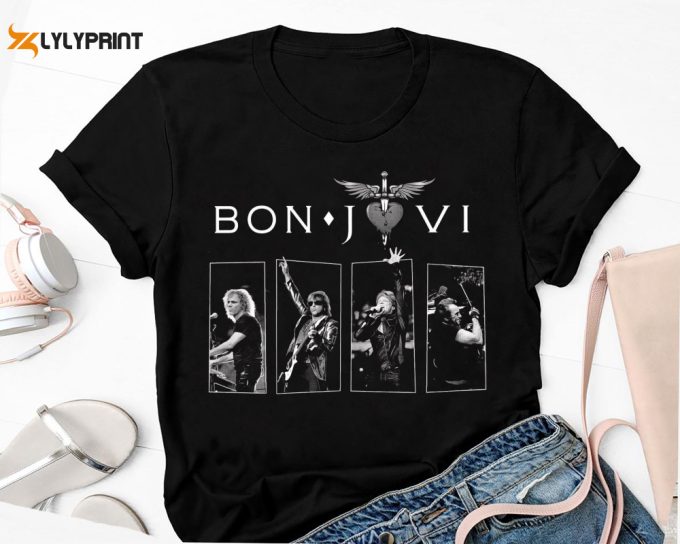 Bon Jovi Rock Band Graphic T-Shirt, Bon Jovi 80S Vintage Shirt, Bon Jovi Concert Shirt, Graphic Bon Jovi Band Shirt, Bon Jovi Shirt Fan Gift 1
