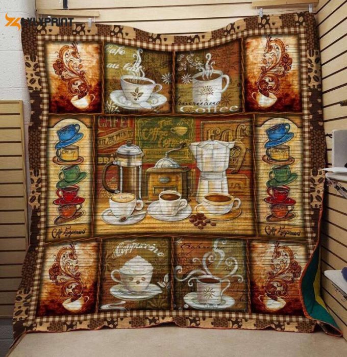 Coffee Lets Happier 3D Customized Quilt 1