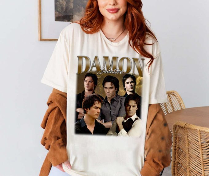 Damon Salvatore Shirt, Damon Salvatore T-Shirt, Damon Salvatore Tees, Hip Hop Graphic Unisex Hoodie, Bootleg Retro 90'S Fans, Trendy Tee 2