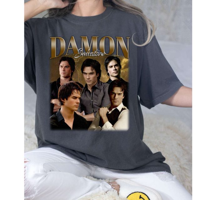 Damon Salvatore Shirt, Damon Salvatore T-Shirt, Damon Salvatore Tees, Hip Hop Graphic Unisex Hoodie, Bootleg Retro 90'S Fans, Trendy Tee 3