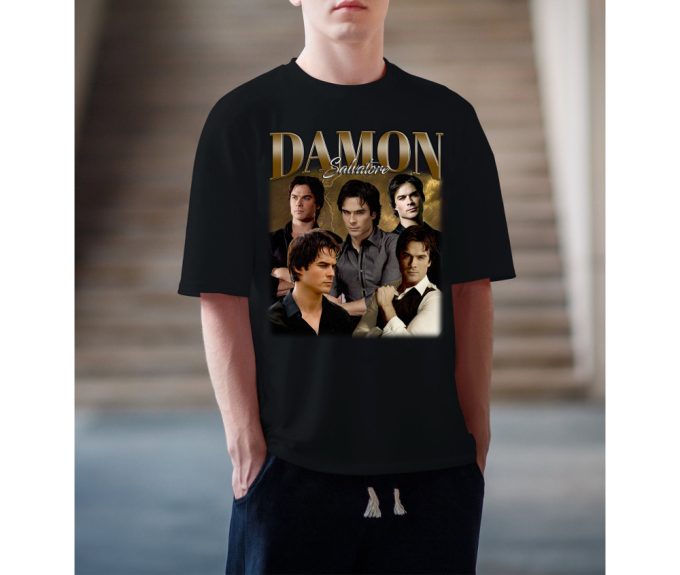 Damon Salvatore Shirt, Damon Salvatore T-Shirt, Damon Salvatore Tees, Hip Hop Graphic Unisex Hoodie, Bootleg Retro 90'S Fans, Trendy Tee 4