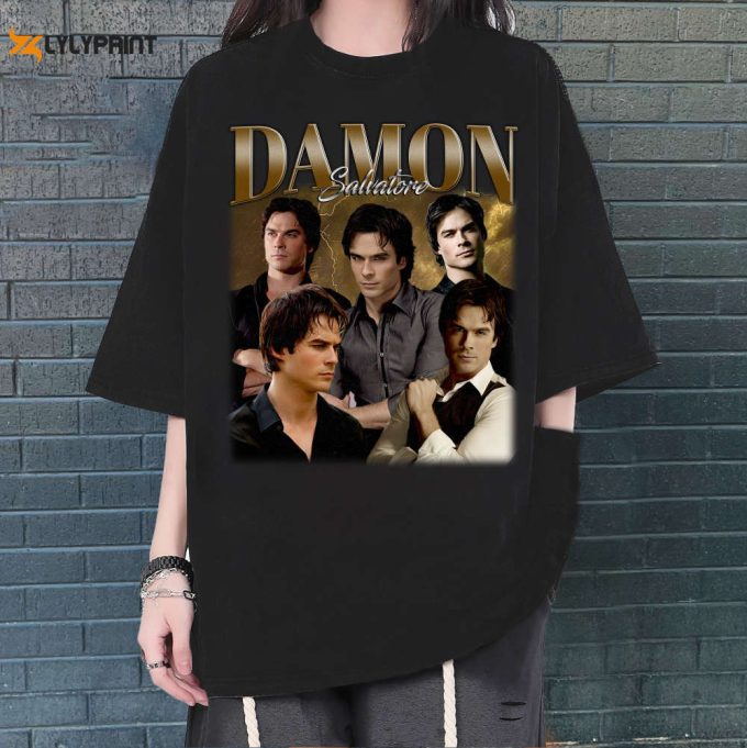 Damon Salvatore Shirt, Damon Salvatore T-Shirt, Damon Salvatore Tees, Hip Hop Graphic Unisex Hoodie, Bootleg Retro 90'S Fans, Trendy Tee 1