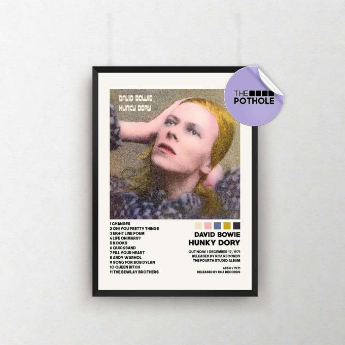 David Bowie Posters / Hunky Dory Poster / Album Cover Poster, Poster Print Wall Art, Custom Poster, David Bowie, Hunky Dory 2