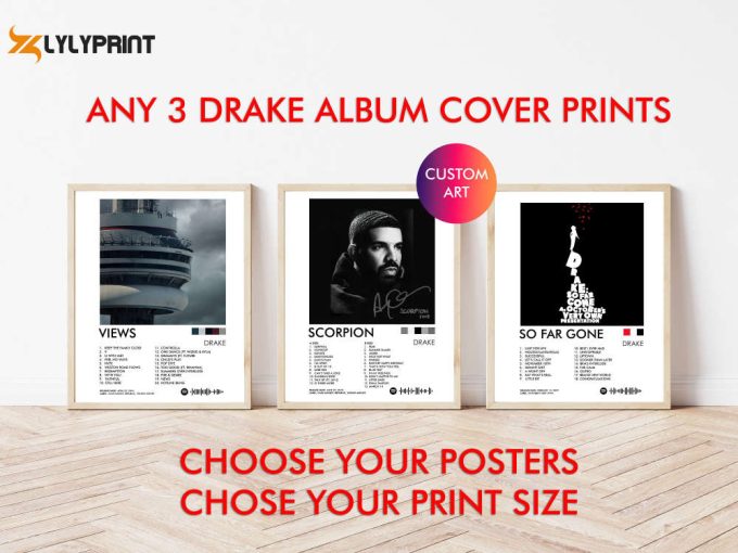 Drake Posters X3 Any 3 Drake Album Covers, Drake Wall Posters, Album Posters For Bedroom Minimalist Print, Drake Wall Art 1