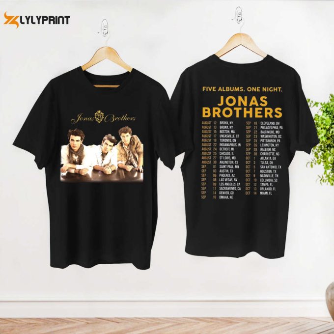 Five Albums One Night Tour 2024 Shirt, Jonas Brothers Band Graphic Shirt, Jonas Brothers Fan Gift Shirt, Jonas Brothers Shirt, 2024 Concert 1